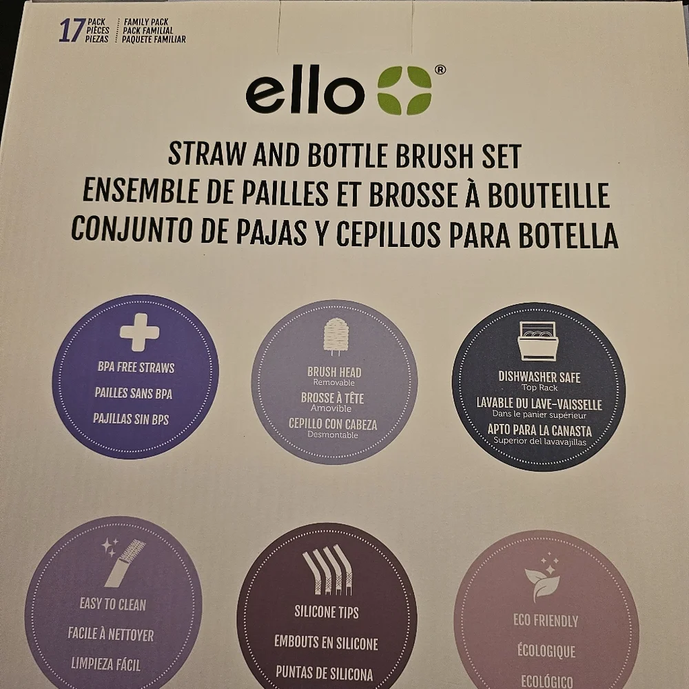 Ello 17-piece Straw and Bottle Brush Set